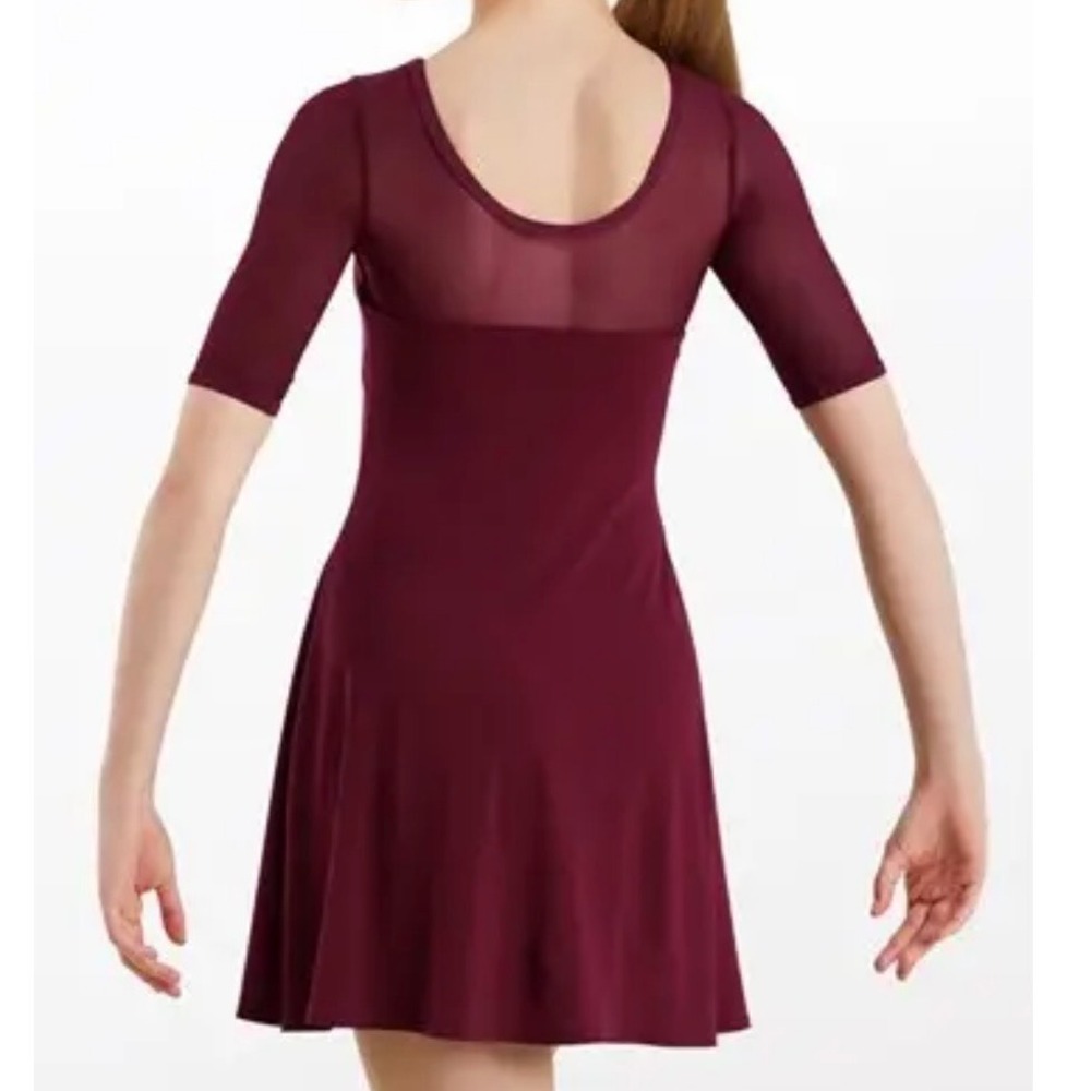 Balera Burgundy Mesh Half Sleeve Lyrical Dance Dress Leotard Womens MA